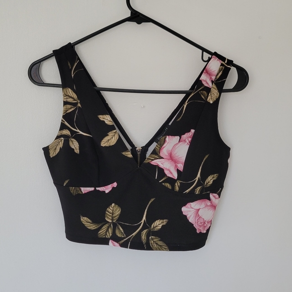 XS Floral Dynamite Crop Top with Zipper - Picture 1 of 3